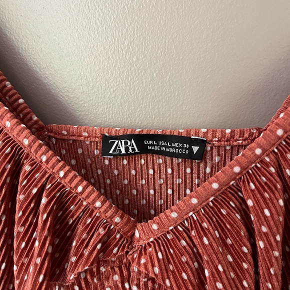 Zara Pleated Ruffle Crop Top Dot Print Blogger Summer Large - Picture 6 of 8